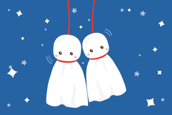Enhance Your Design Projects with the Pair of Cute Japanese Rainy Doll Vector